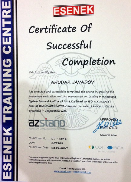 ISO 9001 (Internal Auditor)